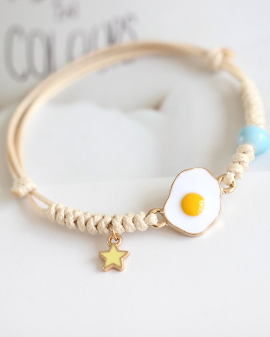 Handwoven Alloy Drop Oil Poached Egg Cute Bracelet 20pcs Wholesale