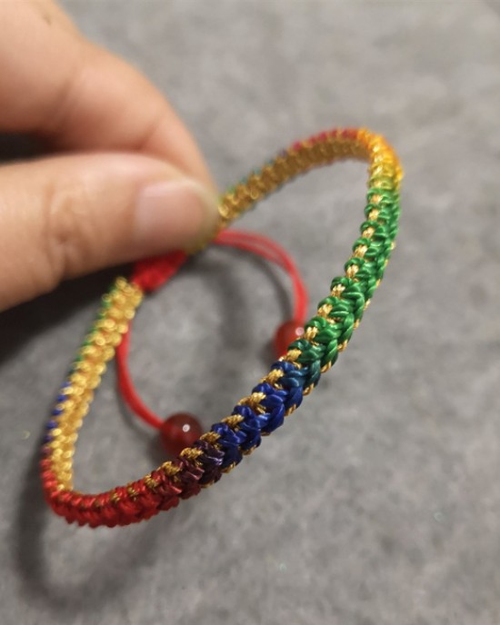 Rainbow Color Braided Bracelet Bracelet Adjustable 50pcs Wholesale