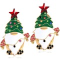Two pairs Christmas Beaded Earrings Gold Plated Christmas Tree Santa Snowman Holiday Gift Two pairs Christmas Beaded Earrings Gold Plated Christmas Tree Santa Snowman Holiday Gift