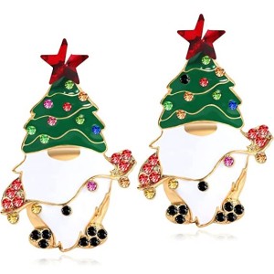 Two pairs Christmas Beaded Earrings Gold Plated Christmas Tree Santa Snowman Holiday Gift