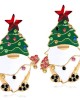 Two pairs Christmas Beaded Earrings Gold Plated Christmas Tree Santa Snowman Holiday Gift