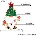 Two pairs Christmas Beaded Earrings Gold Plated Christmas Tree Santa Snowman Holiday Gift Two pairs Christmas Beaded Earrings Gold Plated Christmas Tree Santa Snowman Holiday Gift