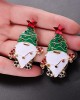 Two pairs Christmas Beaded Earrings Gold Plated Christmas Tree Santa Snowman Holiday Gift