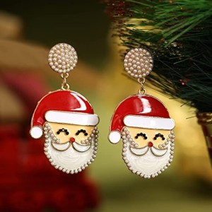 Two pairs Snowman Candy Rhinestone Drop Dangle Earrings Handmade Christmas Gifts