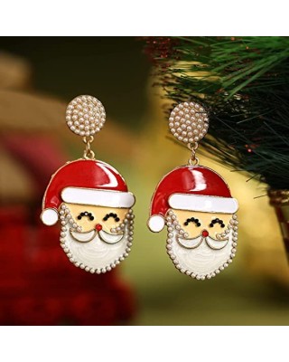 Two pairs Snowman Candy Rhinestone Drop Dangle Earrings Handmade Christmas Gifts