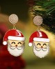 Two pairs Snowman Candy Rhinestone Drop Dangle Earrings Handmade Christmas Gifts