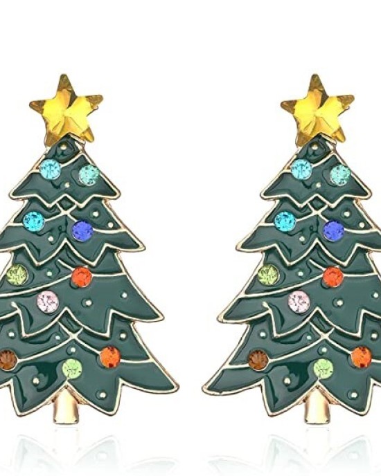 Two pairs Snowman Candy Rhinestone Drop Dangle Earrings Handmade Christmas Gifts