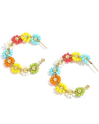 3 pairs Bohemian Fashion Beaded Handmade Hoop Earring for Women Vacation Party Gifts