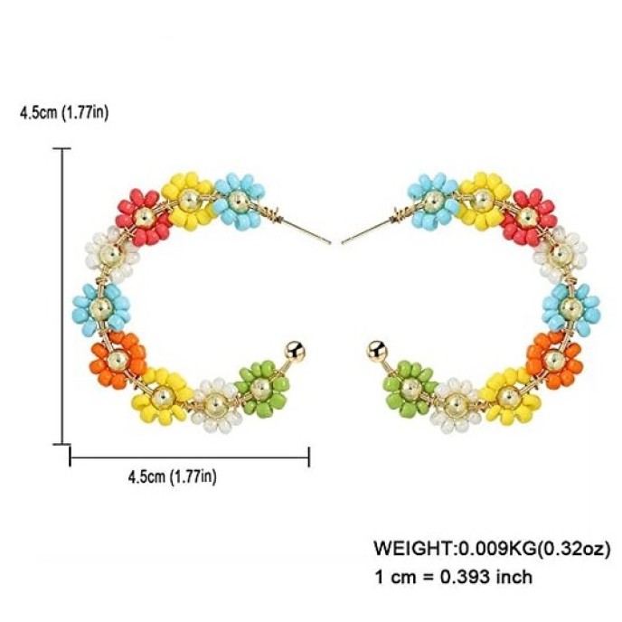 3 pairs Bohemian Fashion Beaded Handmade Hoop Earring for Women Vacation Party Gifts 3 pairs Bohemian Fashion Beaded Handmade Hoop Earring for Women Vacation Party Gifts