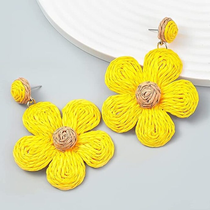 3 Pair Handmade Braid Straw Wicker Summer Beach Raffia Earring 3 Pair Handmade Braid Straw Wicker Summer Beach Raffia Earring