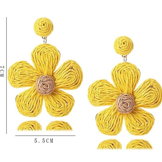 3 Pair Handmade Braid Straw Wicker Summer Beach Raffia Earring 3 Pair Handmade Braid Straw Wicker Summer Beach Raffia Earring