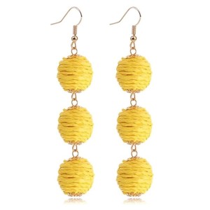 5 Pairs Unique Boho Rattan Earrings