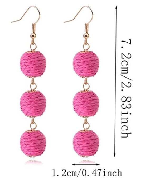 5 Pairs Unique Boho Rattan Earrings