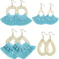 8 Pairs Rattan Earrings Lightweight Bohemian Handmade Statement Tassel Earrings 8 Pairs Rattan Earrings Lightweight Bohemian Handmade Statement Tassel Earrings