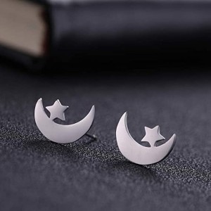 Smile Cloud Moon Star Stud Earrings Stainless Steel Earrings 20 Pairs Wholesale