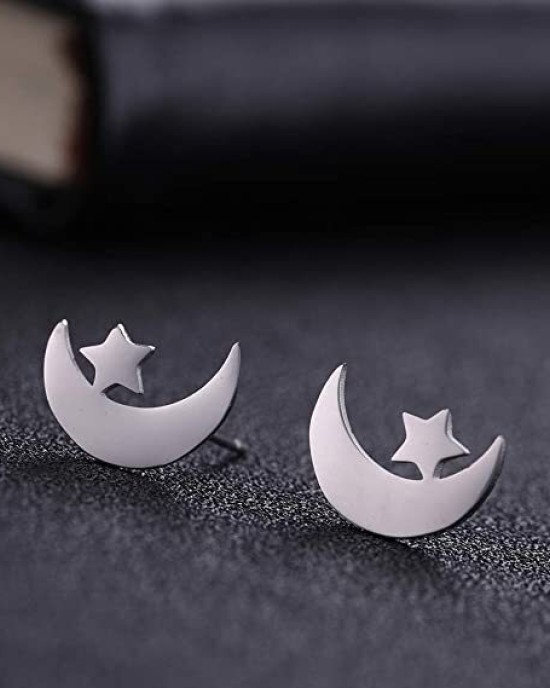 Smile Cloud Moon Star Stud Earrings Stainless Steel Earrings 20 Pairs Wholesale