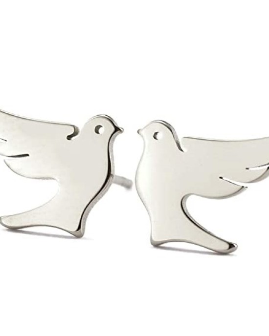 3 pairs Stainless Steel Dove Stud Earrings Lucky Jewelry for Women Girls Birthday Gift