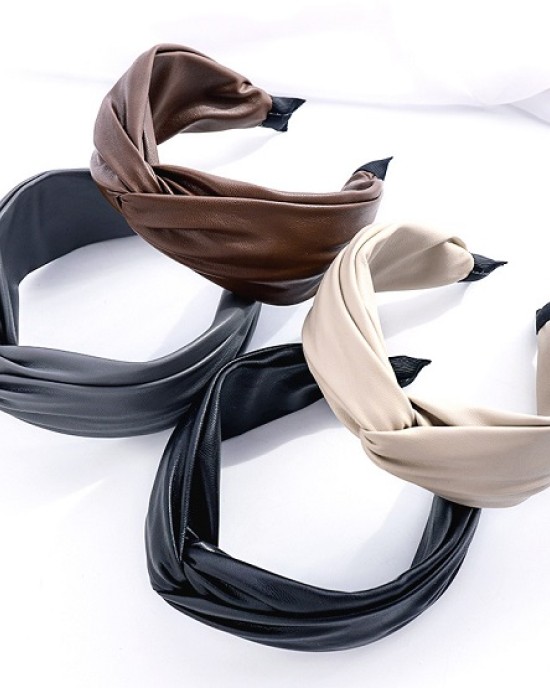 Wholesale with 250Pcs Wide Side PU Leather Hair Hoop