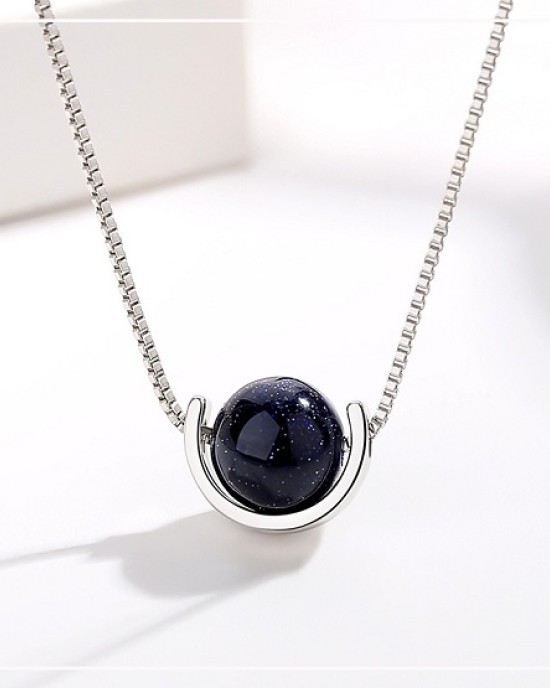 2 pcs Obsidian Saturn Pendant Necklace