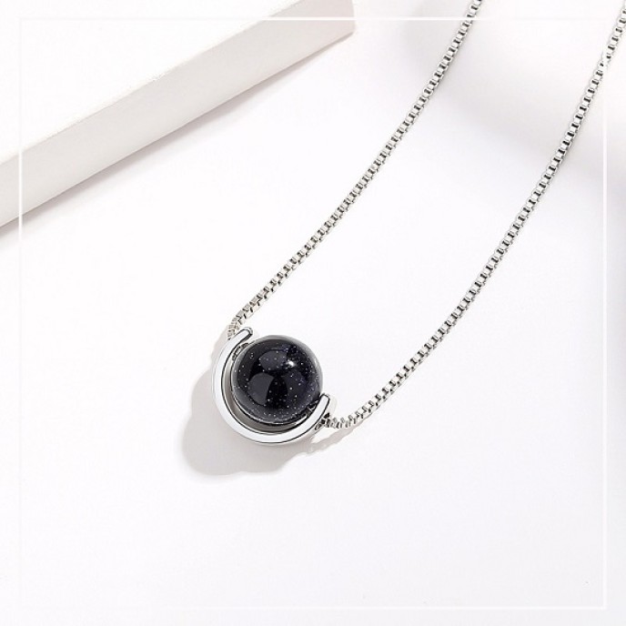 2 pcs Obsidian Saturn Pendant Necklace 2 pcs Obsidian Saturn Pendant Necklace
