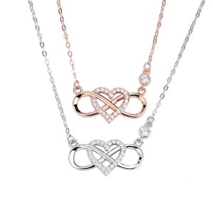 4 PCS 925 Sterling Silver Heart Pendant Neckalces