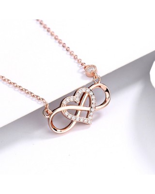 4 PCS 925 Sterling Silver Heart Pendant Neckalces