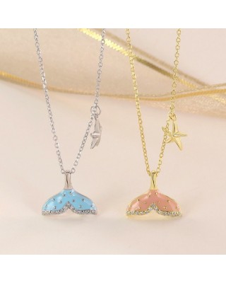 4 PCS Colorful Fish Tail Starfish Necklace