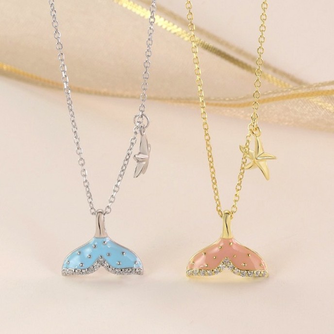 4 PCS Colorful Fish Tail Starfish Necklace 4 PCS Colorful Fish Tail Starfish Necklace