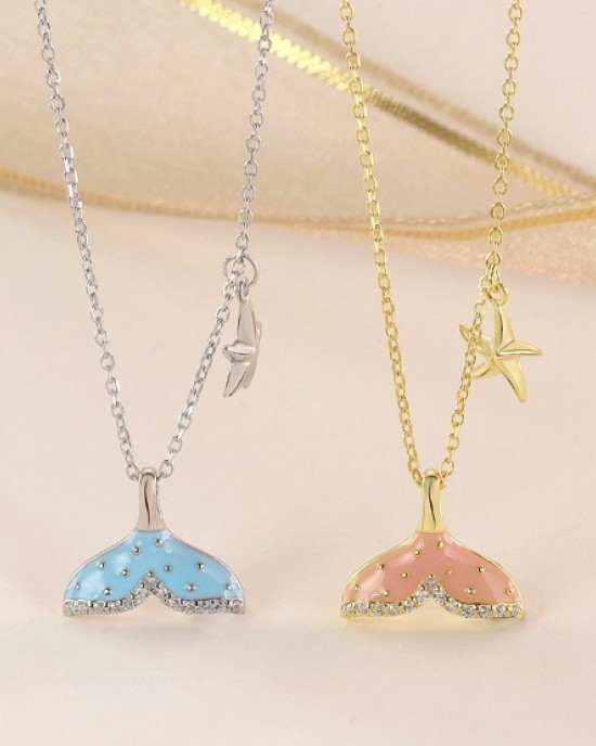 4 PCS Colorful Fish Tail Starfish Necklace