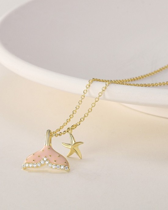 4 PCS Colorful Fish Tail Starfish Necklace