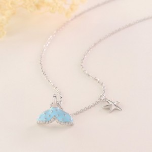 4 PCS Colorful Fish Tail Starfish Necklace