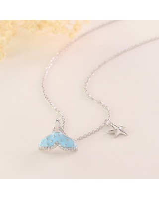 4 PCS Colorful Fish Tail Starfish Necklace