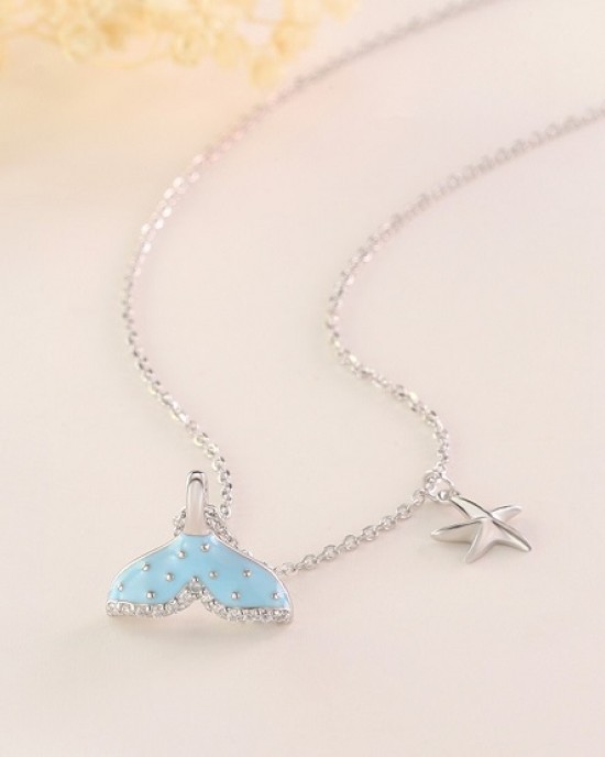 4 PCS Colorful Fish Tail Starfish Necklace