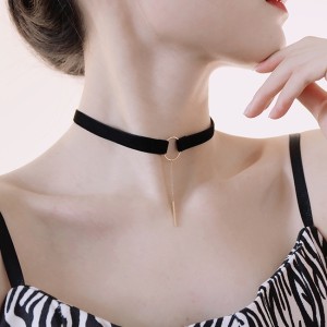 15 Packs Tassel Black Velvet Collarbone Chain Vintage Collar Female