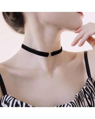 15 Packs Tassel Black Velvet Collarbone Chain Vintage Collar Female