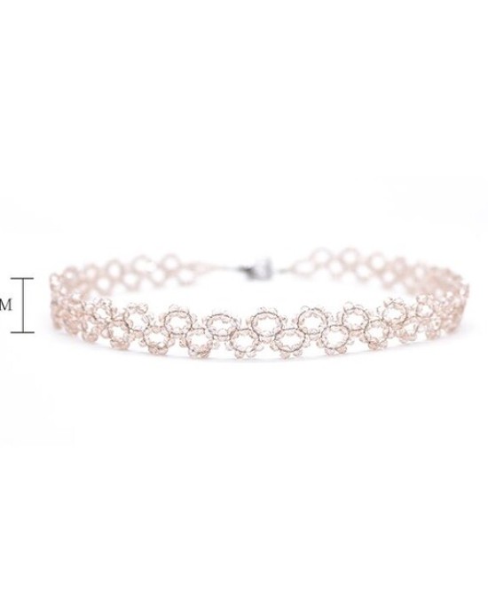 Temperament White Tea Gold Crystal Collar 6 Packs Wholesale