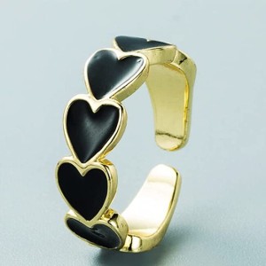 3 Piece Heart Ring Adjustable Love Heart Open Band Ring