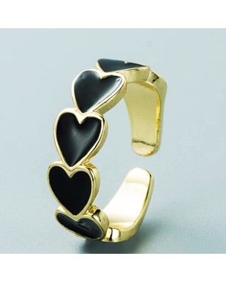 3 Piece Heart Ring Adjustable Love Heart Open Band Ring