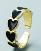 3 Piece Heart Ring Adjustable Love Heart Open Band Ring