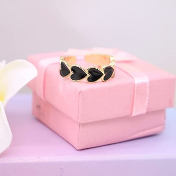 3 Piece Heart Ring Adjustable Love Heart Open Band Ring 3 Piece Heart Ring Adjustable Love Heart Open Band Ring