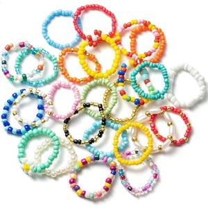 Cute Rainbow Colorful Handmade Beach Summer Rings 25Pcs