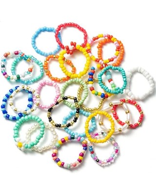 Cute Rainbow Colorful Handmade Beach Summer Rings 25Pcs