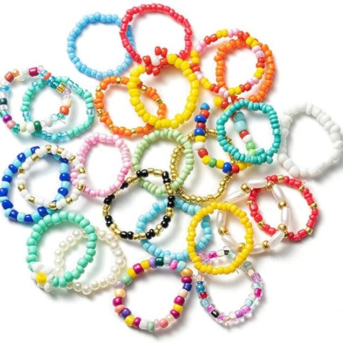 Cute Rainbow Colorful Handmade Beach Summer Rings 25Pcs Cute Rainbow Colorful Handmade Beach Summer Rings 25Pcs
