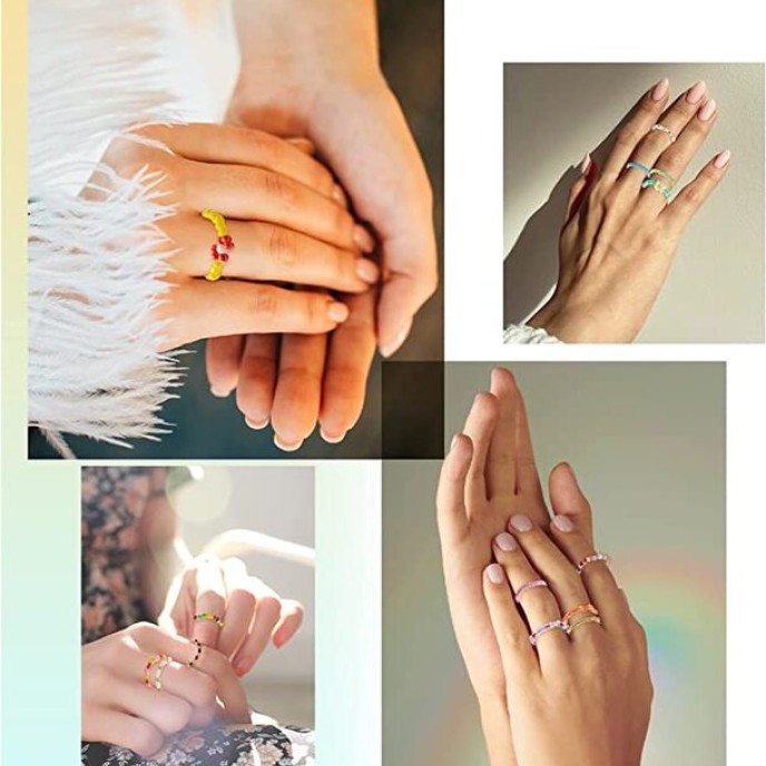 Cute Rainbow Colorful Handmade Beach Summer Rings 25Pcs Cute Rainbow Colorful Handmade Beach Summer Rings 25Pcs