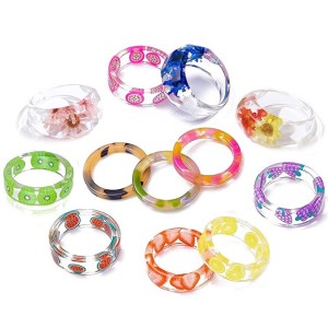 20PCS Colorful Resin Rings Acrylic Chunky Rings for Women