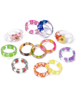 20PCS Colorful Resin Rings Acrylic Chunky Rings for Women