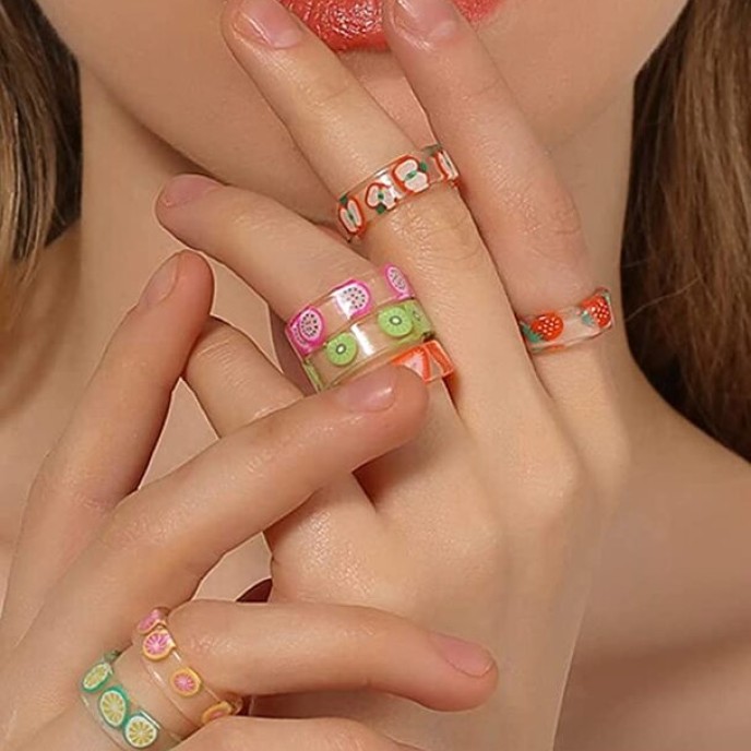 20PCS Colorful Resin Rings Acrylic Chunky Rings for Women 20PCS Colorful Resin Rings Acrylic Chunky Rings for Women