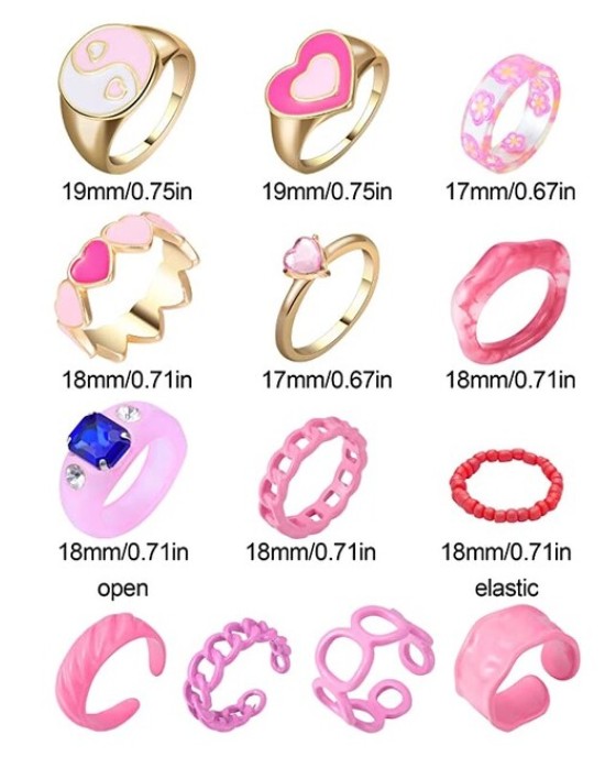 30 Pieces Chunky Rings Stackable Open Resin Acrylic Rings for Women