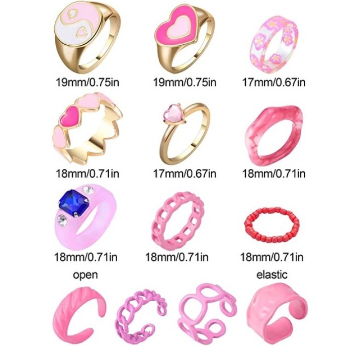 30 Pieces Chunky Rings Stackable Open Resin Acrylic Rings for Women 30 Pieces Chunky Rings Stackable Open Resin Acrylic Rings for Women