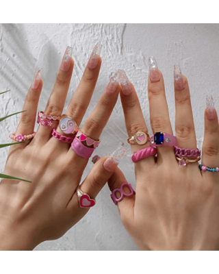 30 Pieces Chunky Rings Stackable Open Resin Acrylic Rings for Women